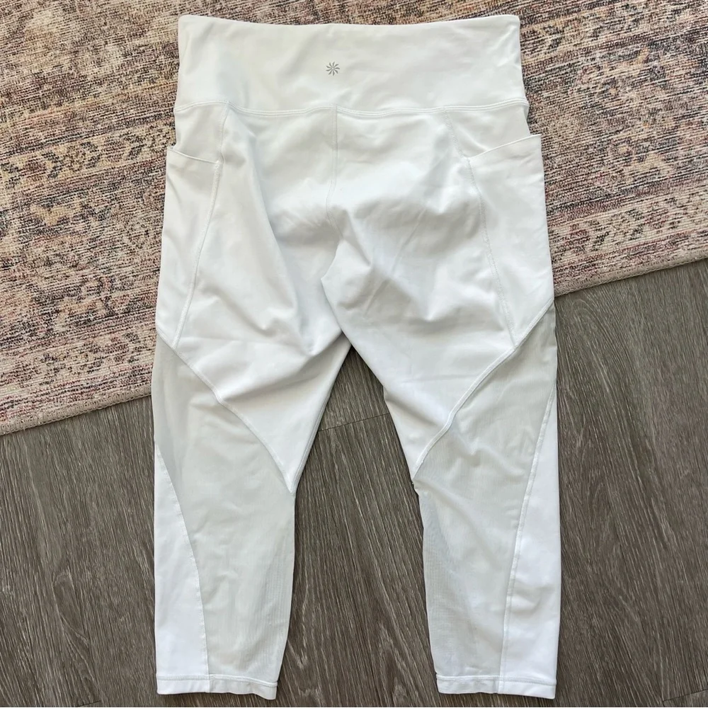 ATHLETA White Leggings Eclipse - Mesh Detail